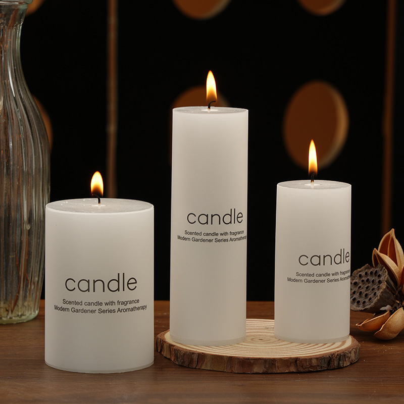 European-style ivory white cylindrical candles, classic romantic column wax, wedding hotel thick candles, scented candles Item Picture
