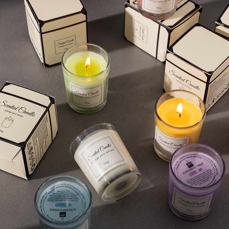 Gift box set of scented candles, high-end glass cups, soy candles, smokeless scented candles, birthday gifts and souvenirs