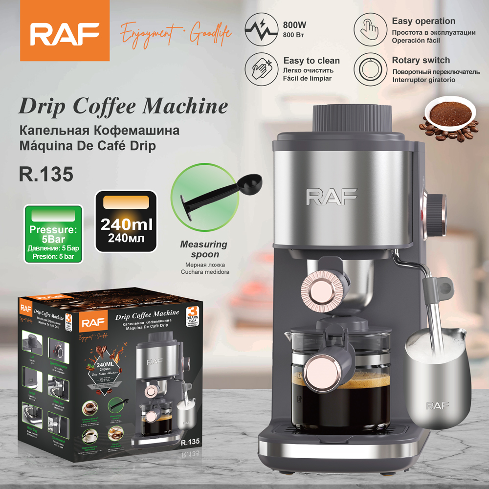 RAF European standard coffee machine, Italian coffee machine, small one-person semi-automatic milk foam, espresso extraction