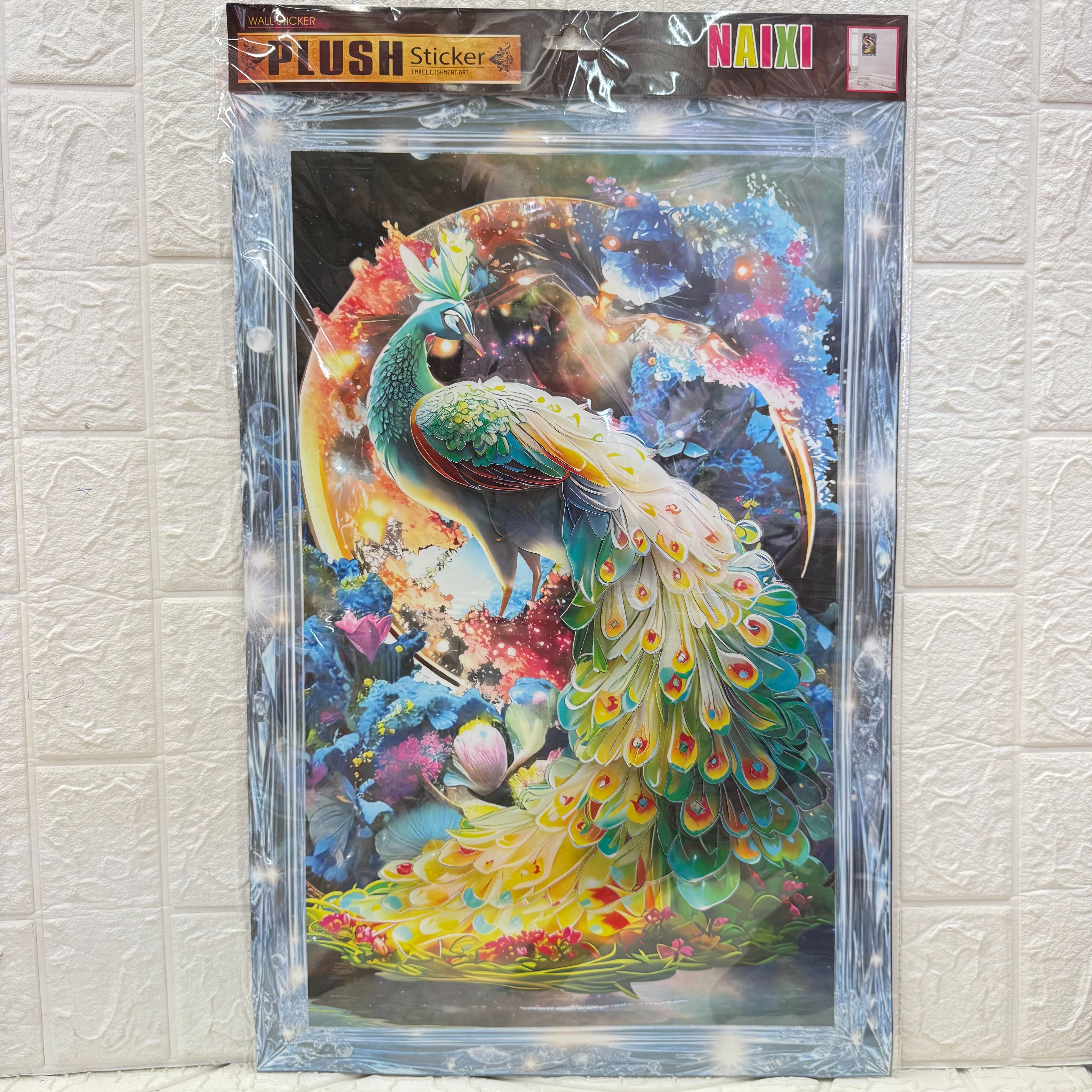 Peacock frame multi-layer wall stickers, three-dimensional handcrafted multi-layer wall stickers for living room decoration Item Picture
