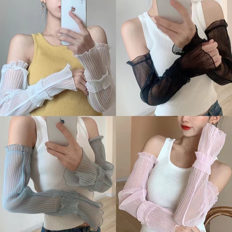 蕾丝防晒袖套女冰袖套袖冰丝夏天袖子开车薄款户外冰袖防紫外线