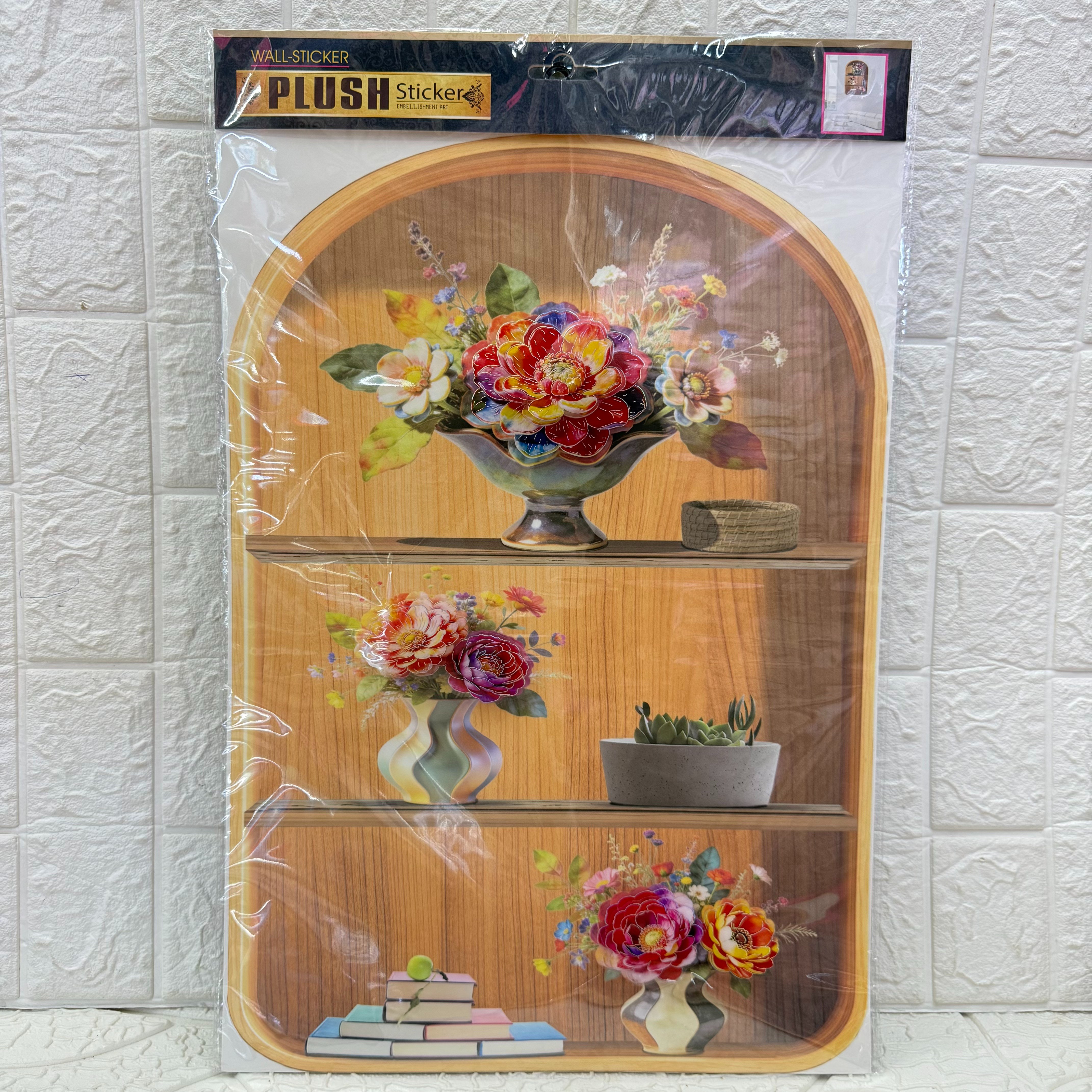 Imitation arched arch cabinet vase layer by layer painting three-dimensional handcrafted layer by layer wall stickers for living room decoration wall stickers Application Scenario
