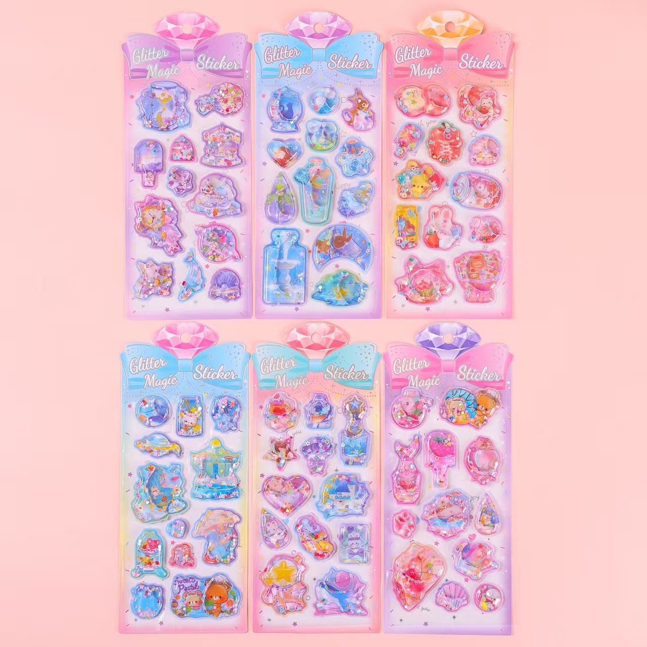 Cartoon 3D stereoscopic shaking water stickers, colorful shaking fun reward decorative stickers, water-filled shaking water stickers pic 1