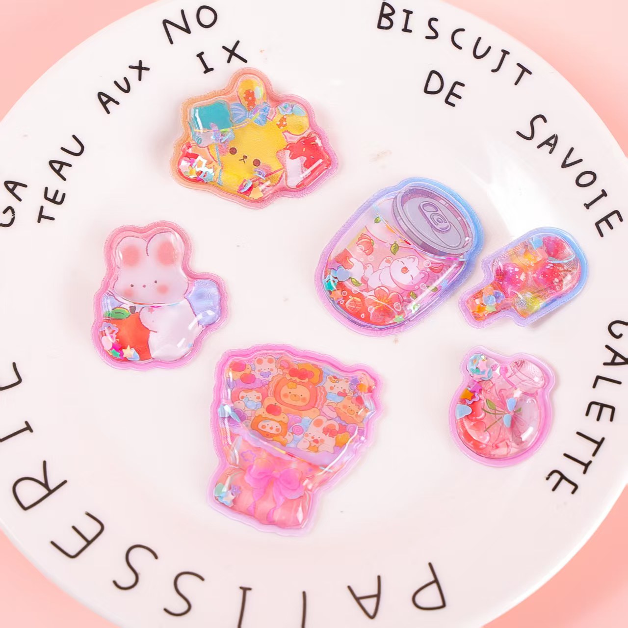 Cartoon 3D stereoscopic shaking water stickers, colorful shaking fun reward decorative stickers, water-filled shaking water stickers pic 10