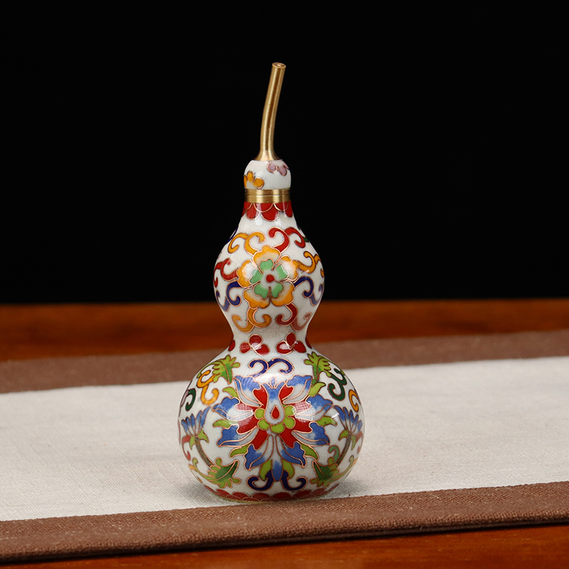 Beijing Cloisonne feng shui ornaments, traditional copper cast body, cloisonne, low-temperature enamel, antique, open lid, bagua gourd in various sizes pic 9