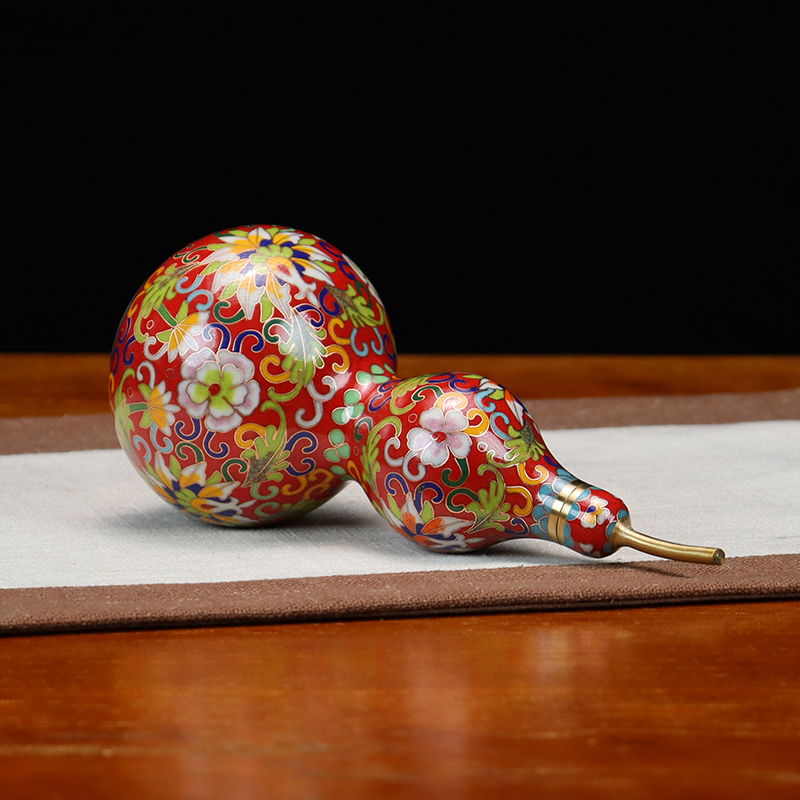 Beijing Cloisonne feng shui ornaments, traditional copper cast body, cloisonne, low-temperature enamel, antique, open lid, bagua gourd in various sizes details Picture