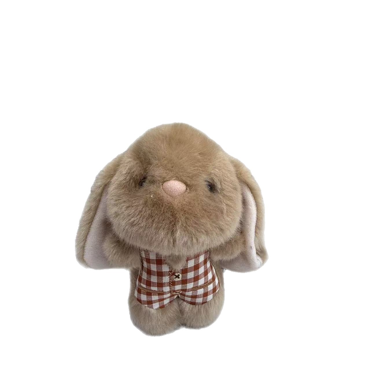 Embroidered vest rabbit creative 4-inch plush pendant, claw machine doll, key pendant, car schoolbag hanging decoration, gift, cartoon transformation keychain, costume-changing doll pendant, plush toy, cute wholesale Item Picture