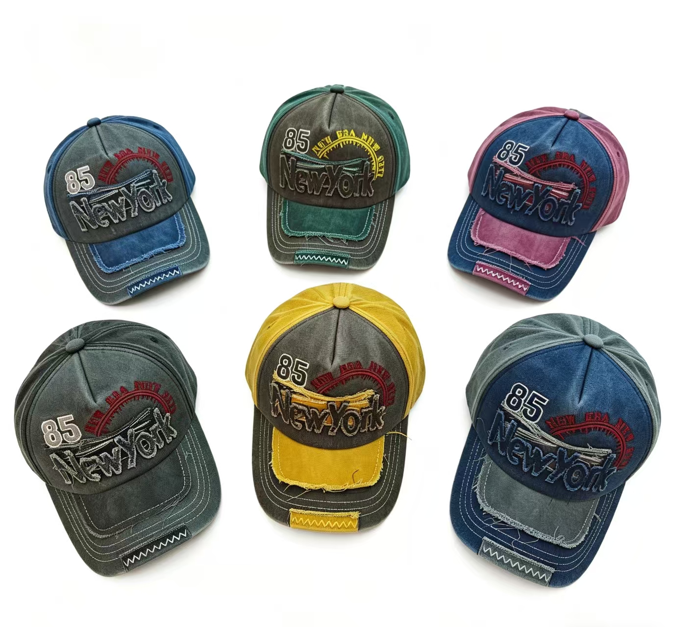 Cross-border European and American personalized baseball caps, aged and washed NewYork embroidered baseball caps, sports sun protection and sunshade caps