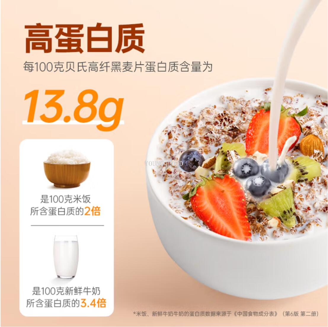 包邮！贝氏高纤黑麦片1.5kg 活力早晨营养早餐休闲食品即食冲饮细节图