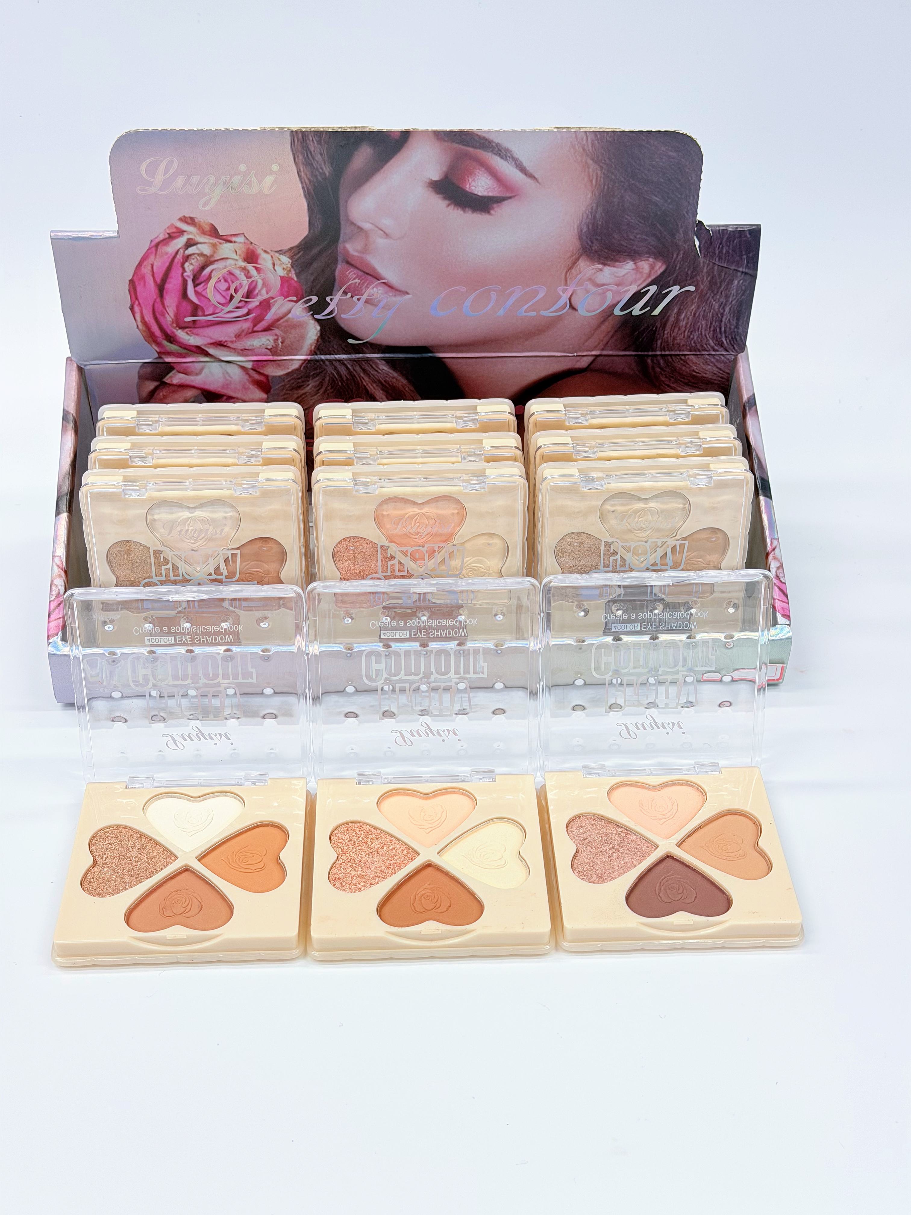Cross-border IHUDABEAUTYI Four-color heart-shaped high-gloss contouring one-piece set Sparkling high-gloss powder Fine professional makeup export details Picture