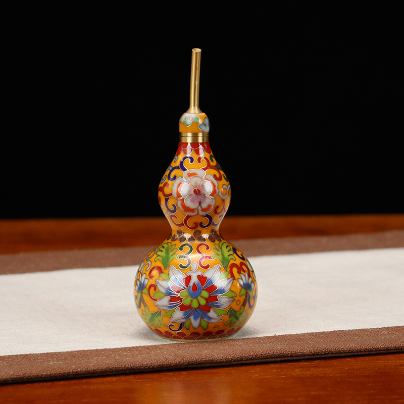 Beijing Cloisonne feng shui ornaments, traditional copper cast body, cloisonne, low-temperature enamel, antique, open lid, bagua gourd in various sizes pic 3