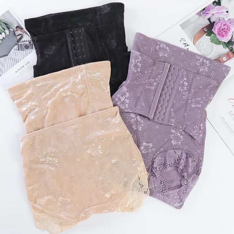 Postpartum high-waisted and belt-tightening pants for women, body-shaping and hip-lifting post-release shaping pants, front lace breathable and waist-tightening pants Item Picture
