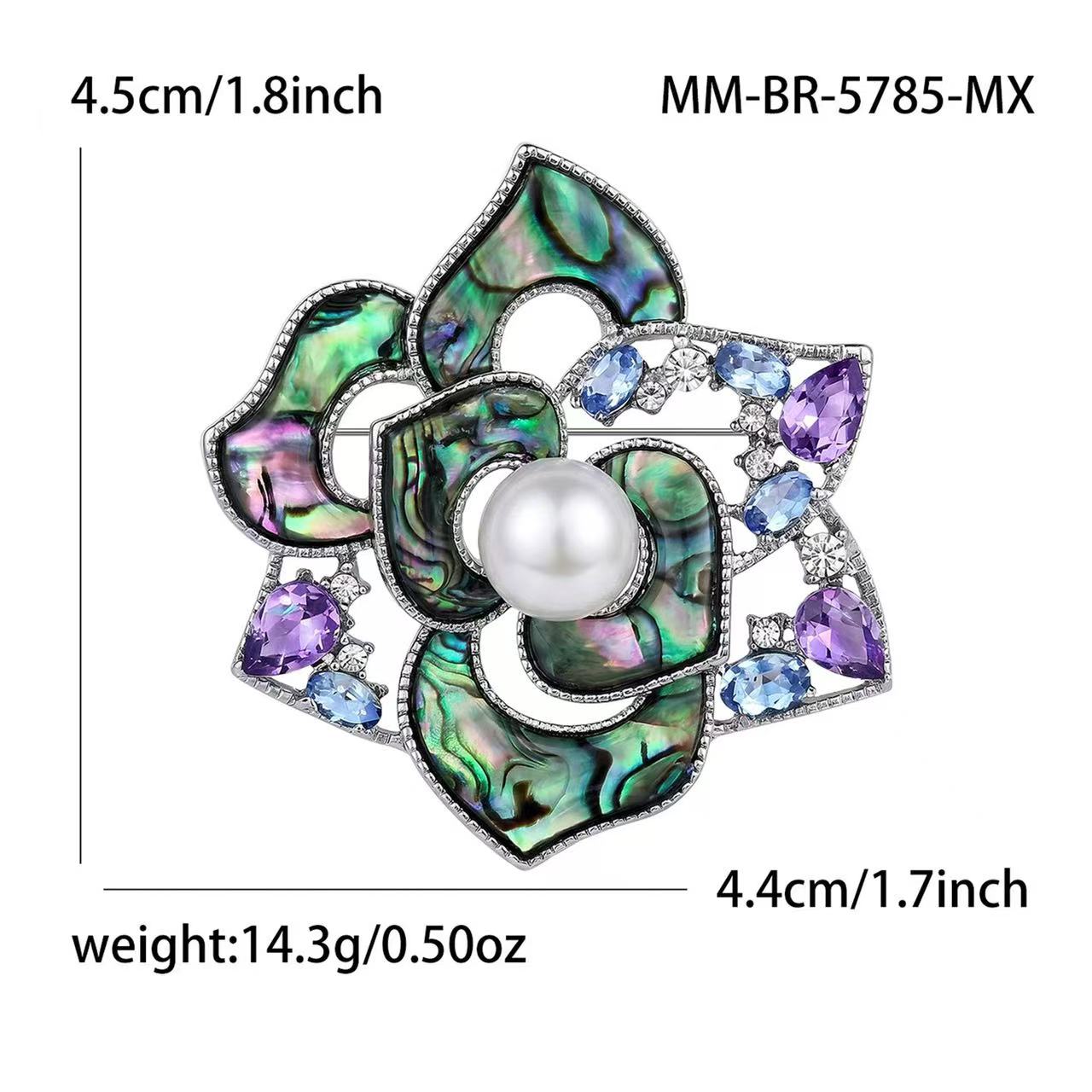 High-end abalone, shell and rose brooch, creative women's suit brooch accessory pin Item Picture