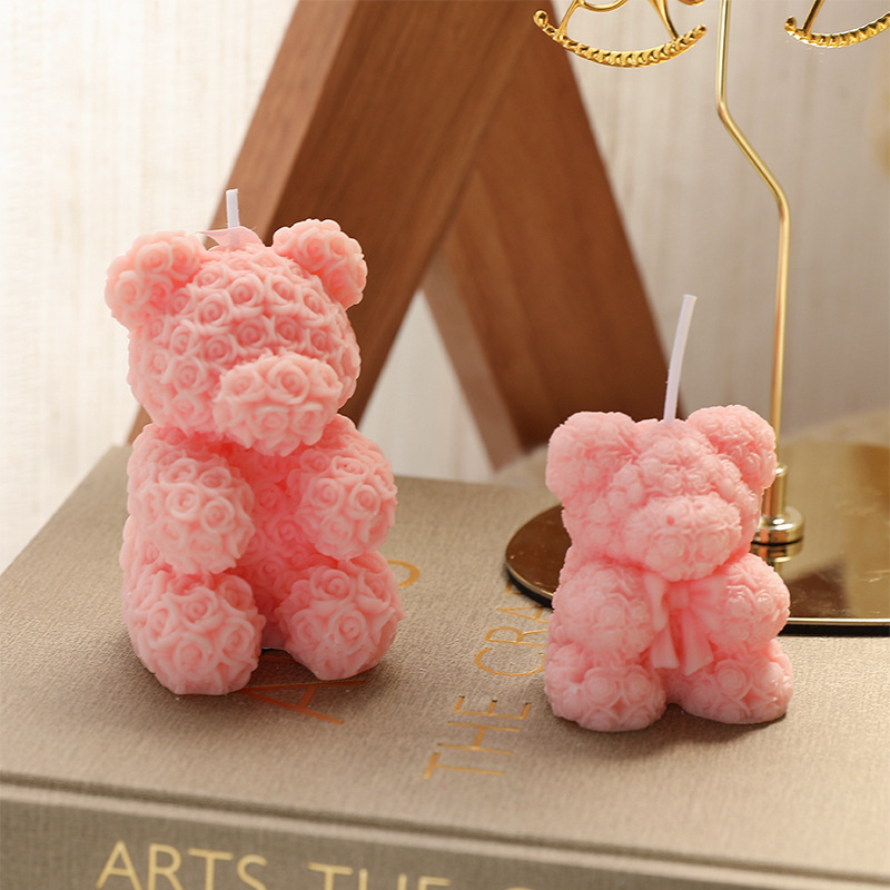 For Valentine's Day, create a creative rose bear home decoration with a high-end atmosphere and give your goddess a birthday gift of scented candles details Picture