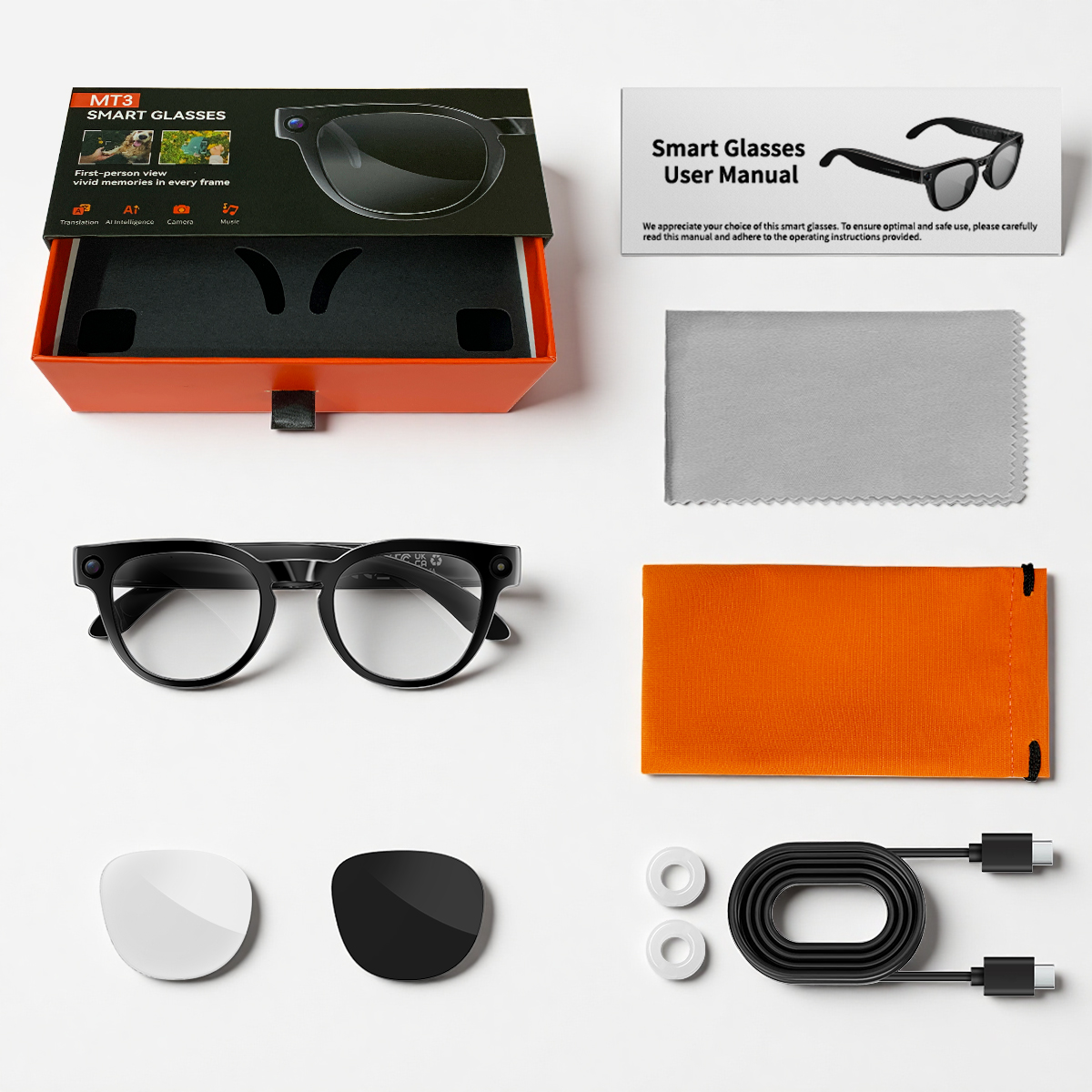 8-megapixel ai smart glasses for video shooting, simultaneous interpretation, and intelligent recognition of meeting records details Picture