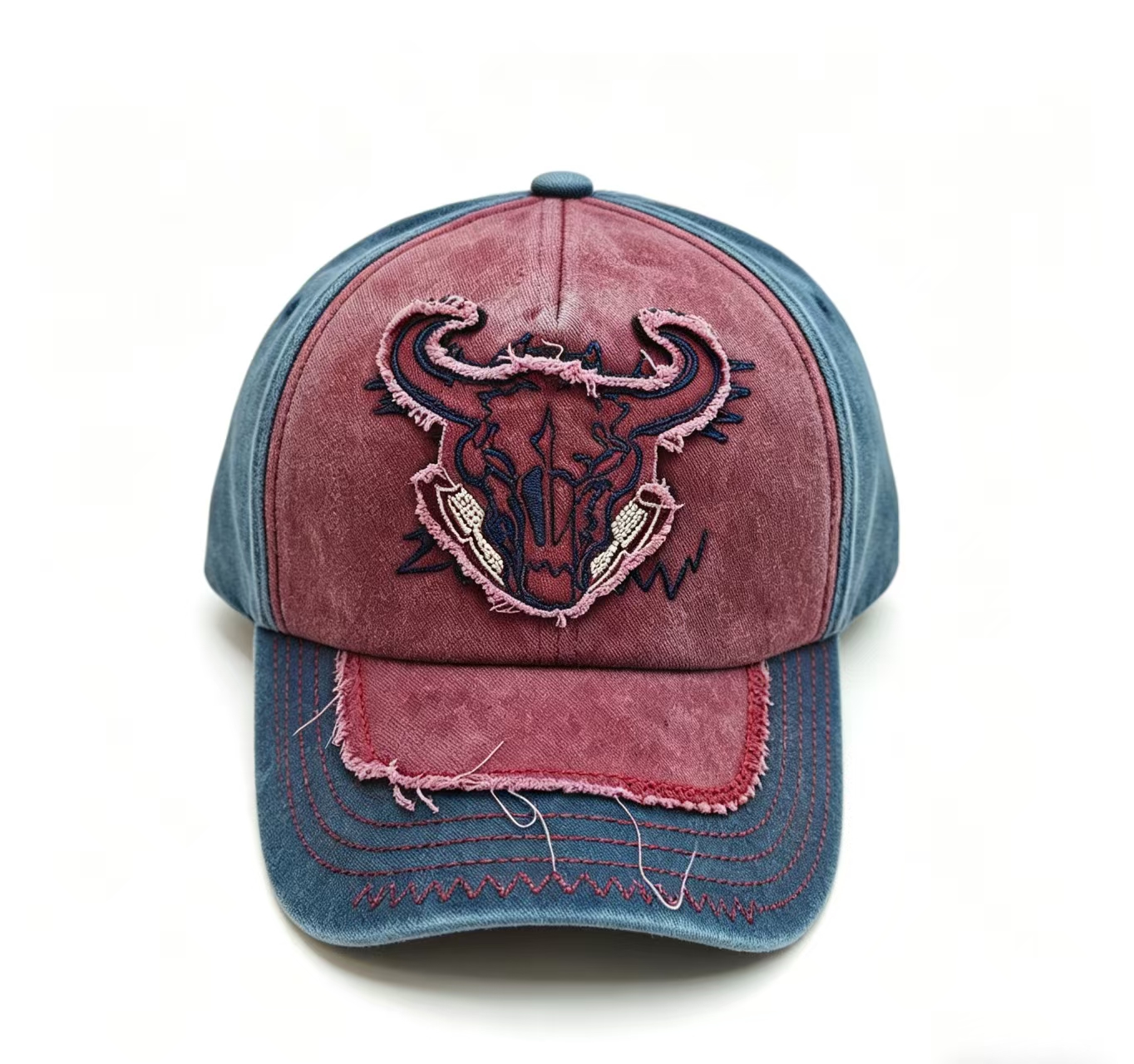 Five-top baseball cap with bull head pattern, sun protection and shade straw hat, summer breathable hat Application Scenario