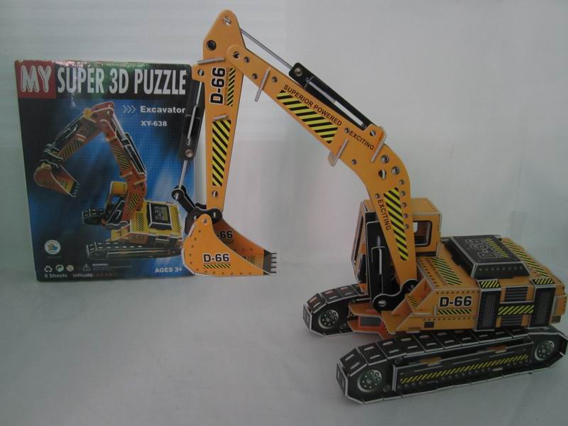 Modelo de rompecabezas 3D estereoscópica para niños (modelo excavadora/tren/barco pirata/portaaviones)