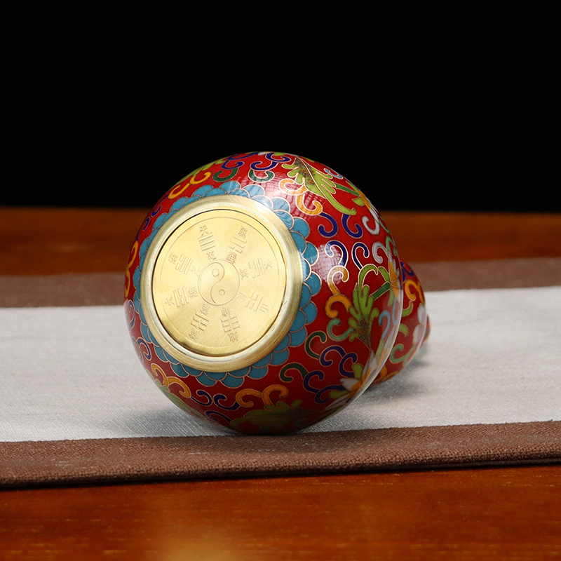 Beijing Cloisonne feng shui ornaments, traditional copper cast body, cloisonne, low-temperature enamel, antique, open lid, bagua gourd in various sizes Specification image