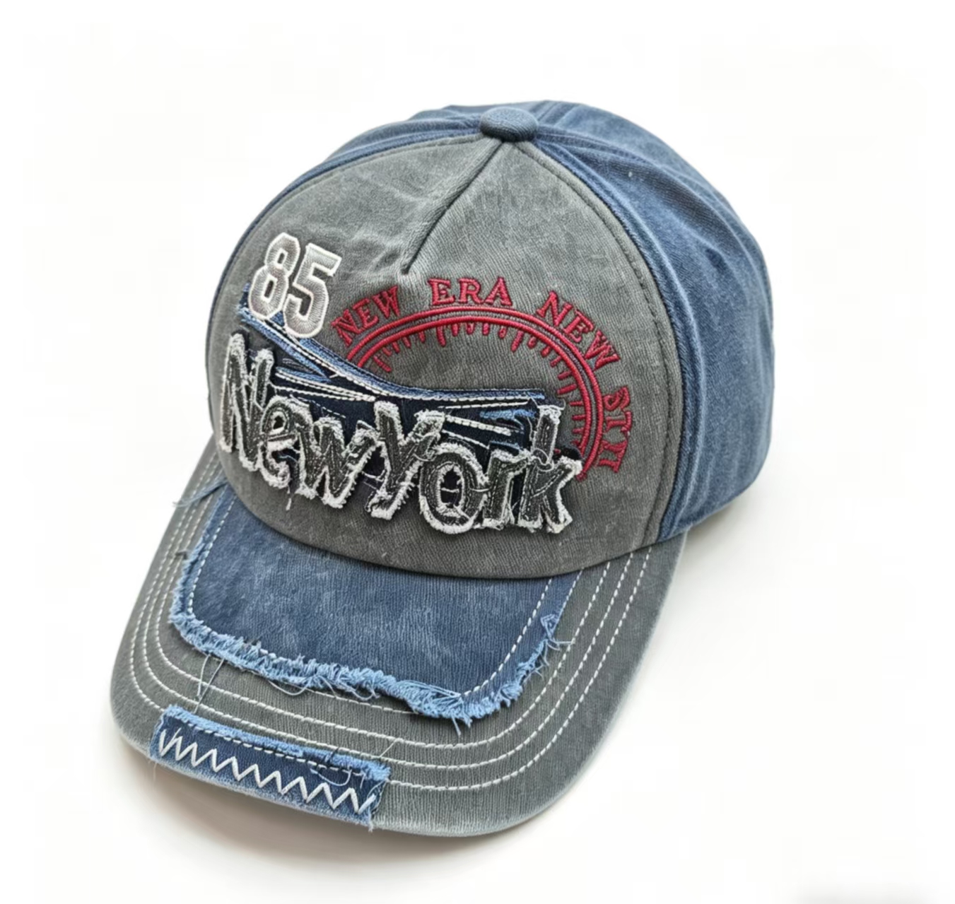 Outdoor sun hats, men's baseball caps, women's caps, American letters, cross-border retro washed patch denim baseball caps Specification image