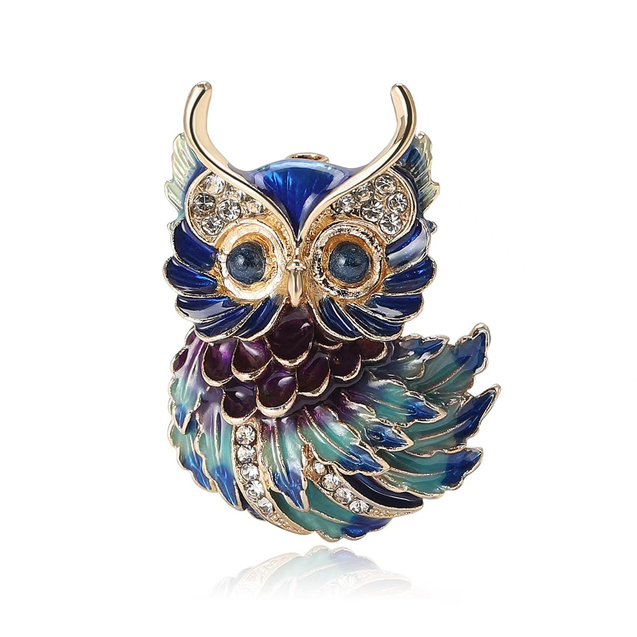 European and American cute alloy enamel owl brooch, a niche and versatile women's suit cardigan brooch accessory details Picture