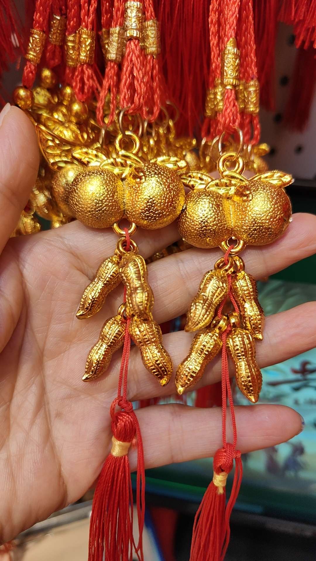 大吉大利小金花生羊年新年中国结庆用品喜庆婚庆竹子外贸流苏穗子