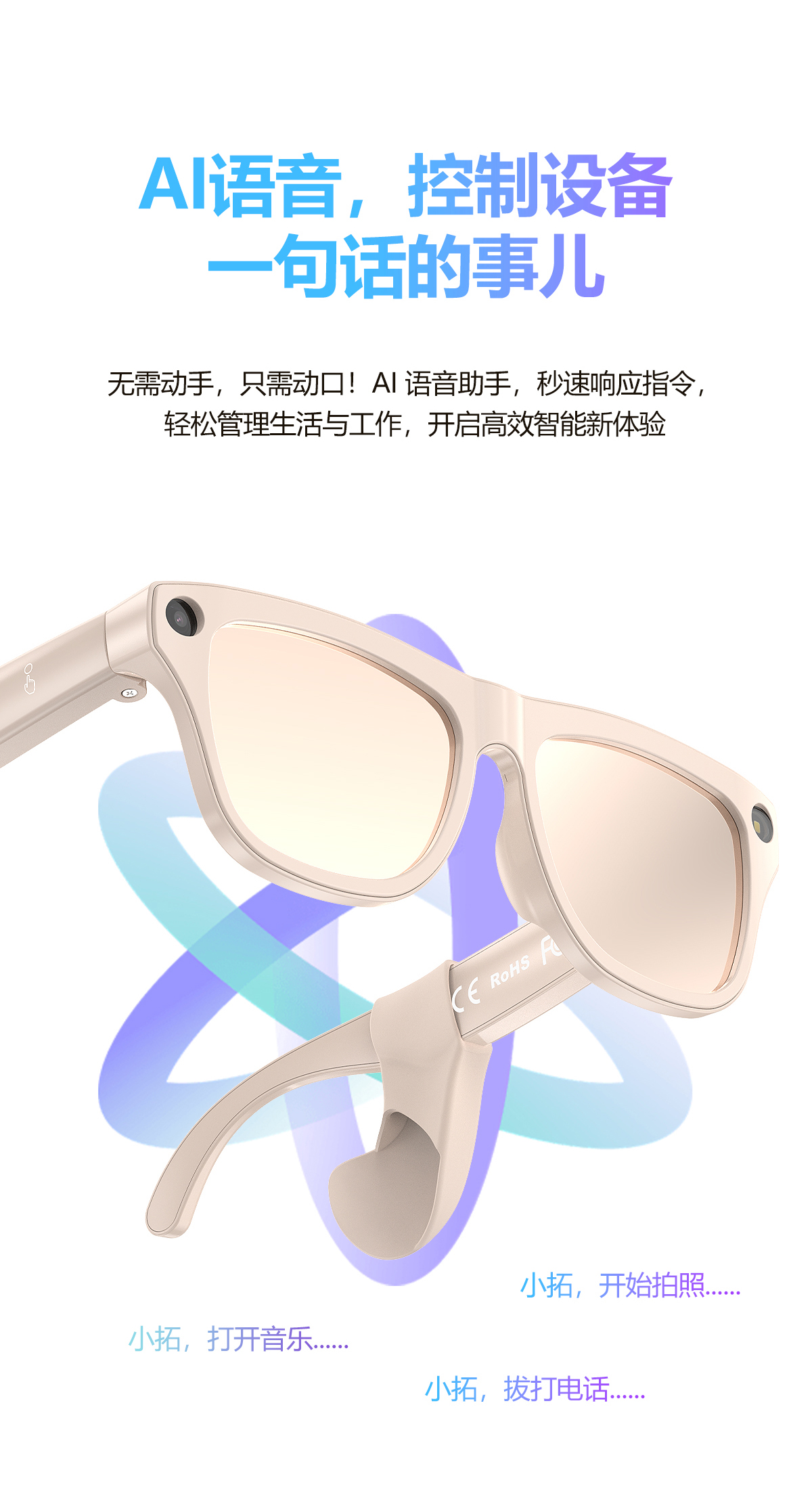AI smart shooting glasses, ai glasses translation, photo taking, video recording, audio recording, Bluetooth calling, music playing glasses pic 16
