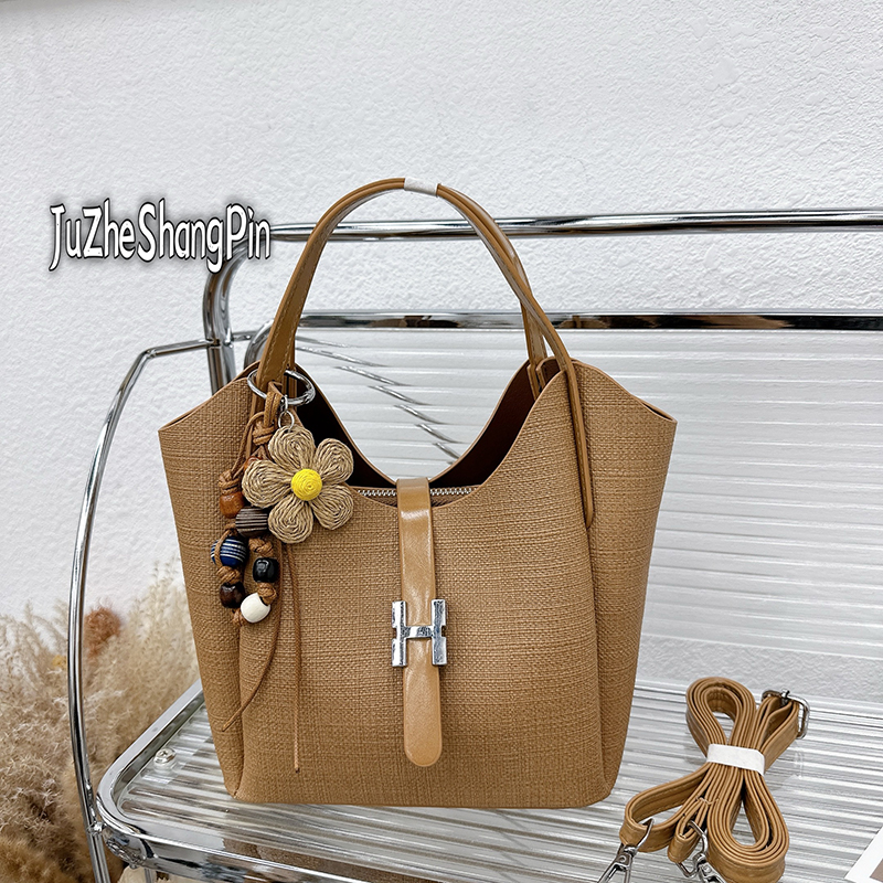 Longxiang folding bag, tote bag, long briefcase, carry-on bag, simple commuting, large capacity, genuine leather details Picture