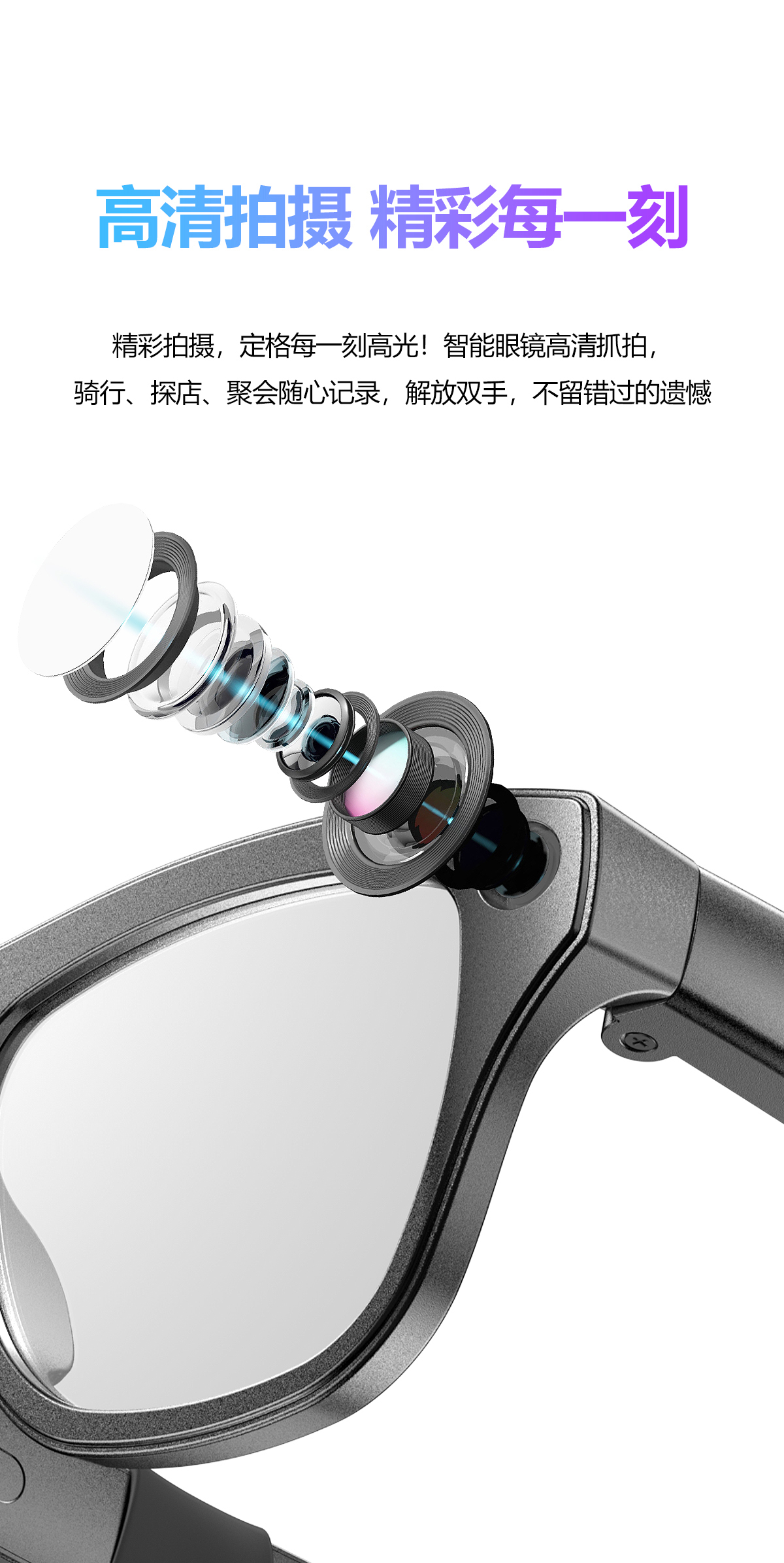 AI smart shooting glasses, ai glasses translation, photo taking, video recording, audio recording, Bluetooth calling, music playing glasses pic 9