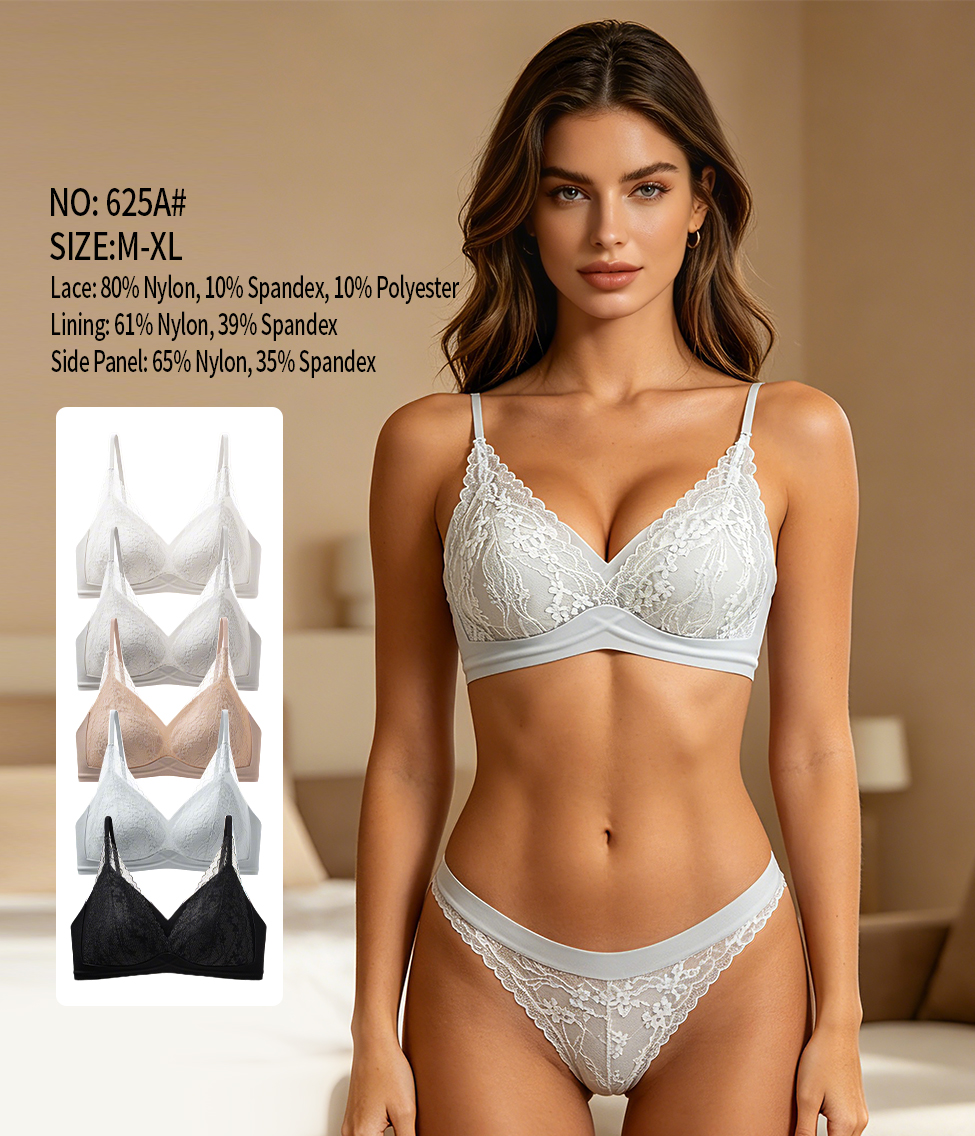 Lace bra set, halter top, beautiful back underwear, bra bra, clasp cup