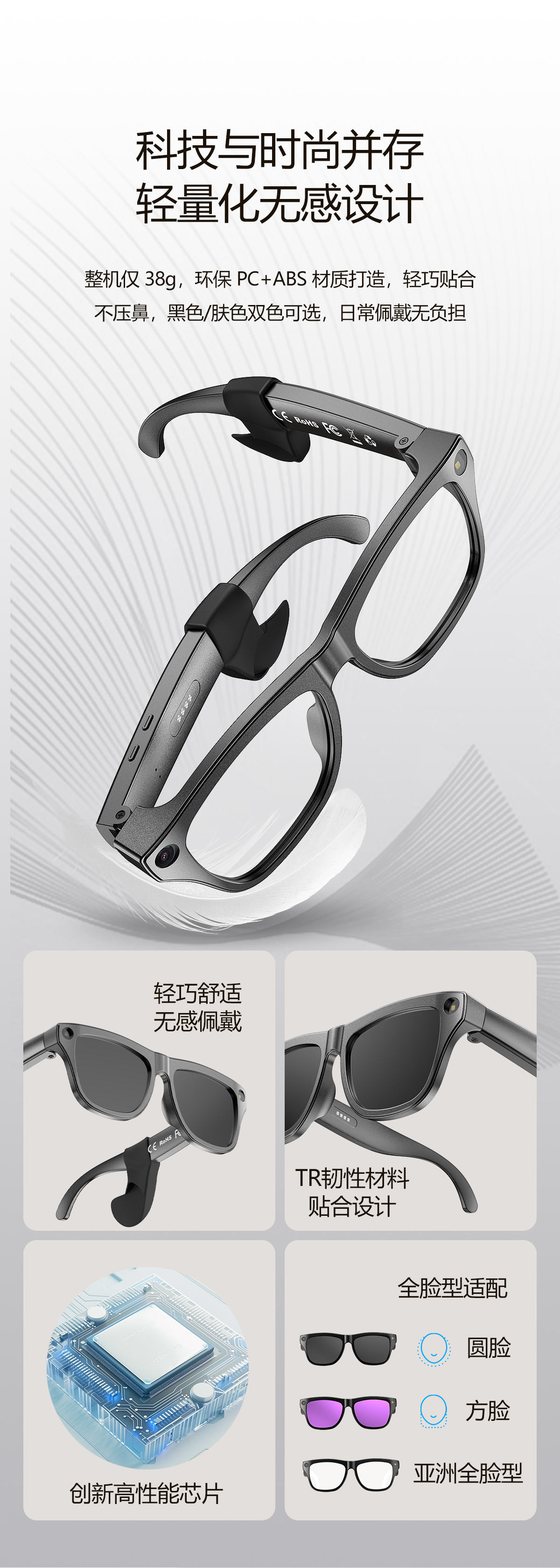 AI smart shooting glasses, ai glasses translation, photo taking, video recording, audio recording, Bluetooth calling, music playing glasses pic 4