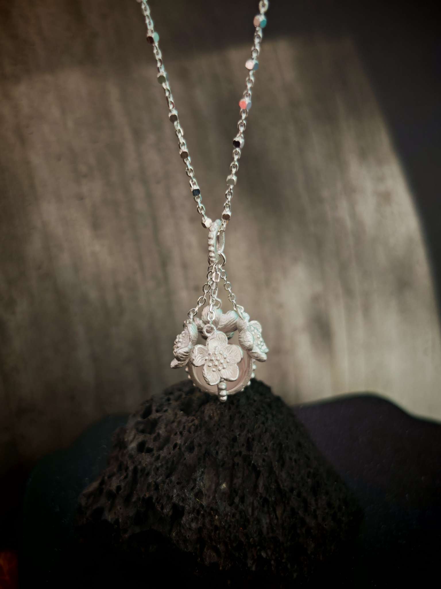 APOTIE's niche original design s925 all-silver peach blossom pink crystal silver jewelry necklace factory direct sales wholesale with gifts detail image 3