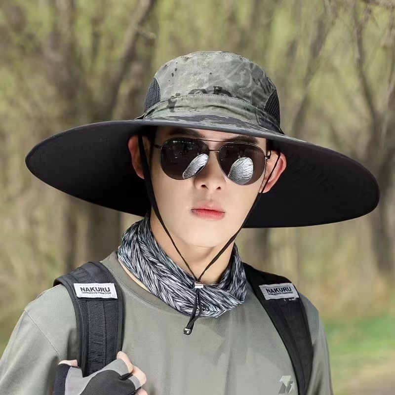 15CM large brim hat, men's outdoor sunshade and sun protection hat, summer sun hat, fishing hat, mountain climbing fisherman hat Specification image