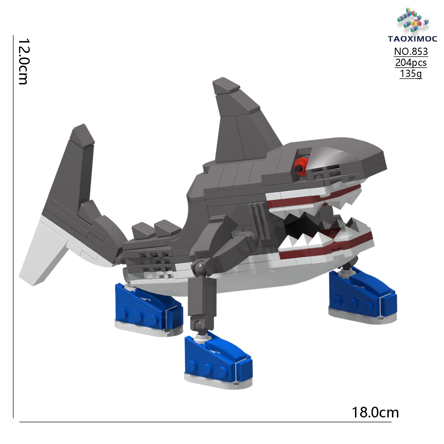Shark-shaped particle building block toys Specification image