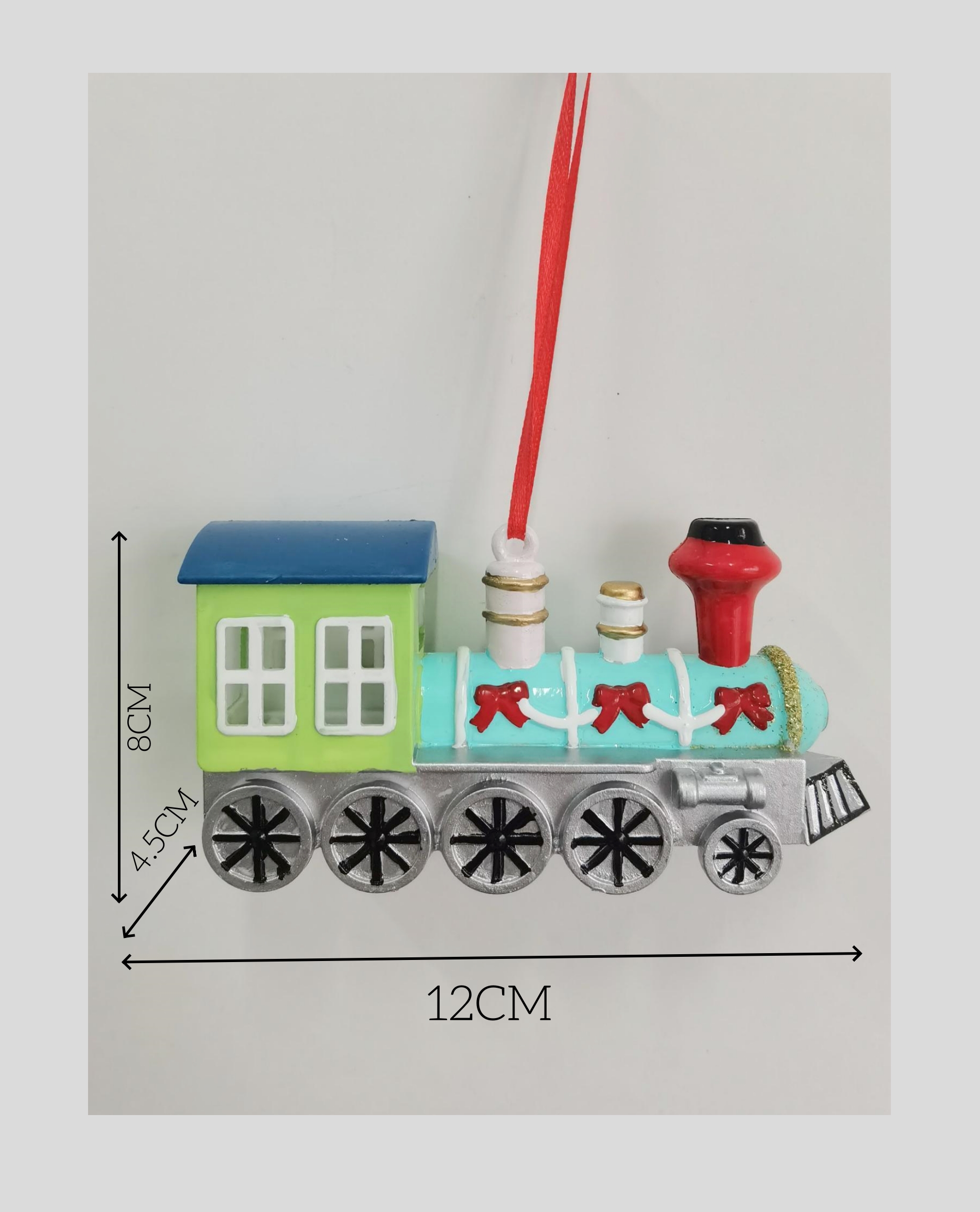 12X8X4.5CM Christmas blow-molded plastic painted little train pendant, decorative item