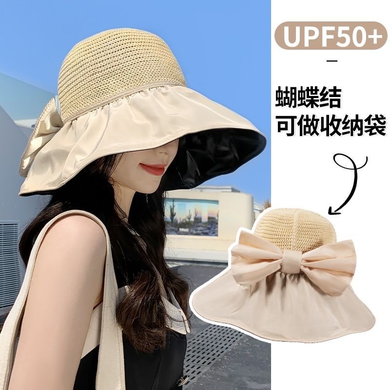 Women's foldable outdoor sun hats, UV-resistant large brim fisherman hats, face covering sun hats wholesale