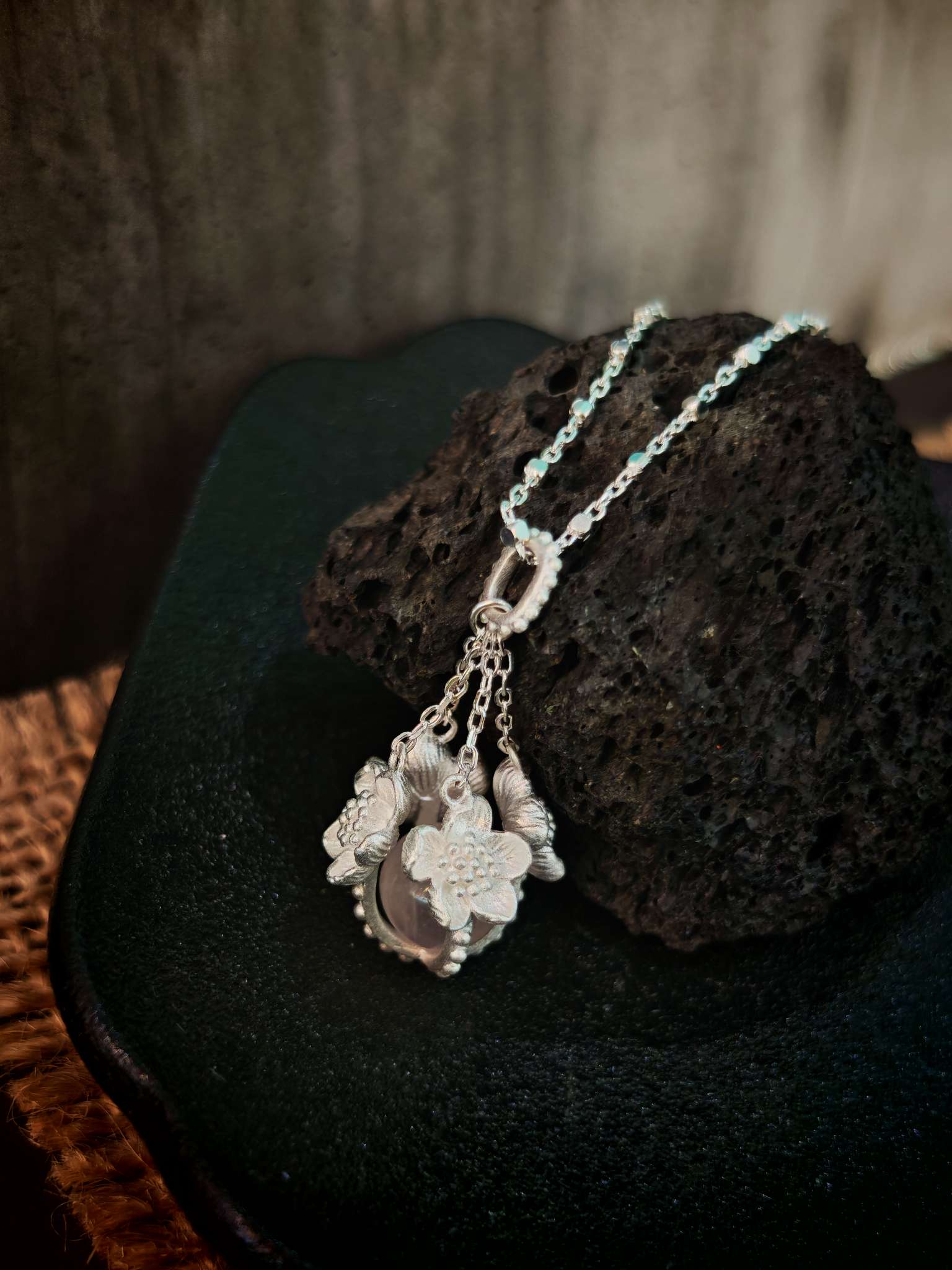 APOTIE's niche original design s925 all-silver peach blossom pink crystal silver jewelry necklace factory direct sales wholesale with gifts