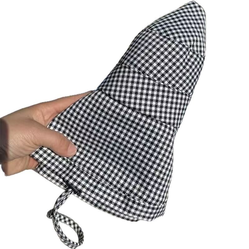Thousand-bird checkered fisherman's hat for women, summer wide-brimmed UV protection, outdoor sun protection and sun protection, fashionable and versatile sun hat and basin hat details Picture