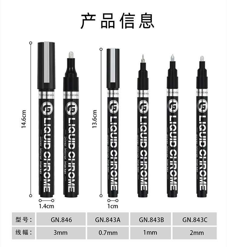 A wide range of gold and silver metal high-gloss pens, figurines, graffiti models, coloring, electroplated paint pens, mirror chrome-plated markers pic 3