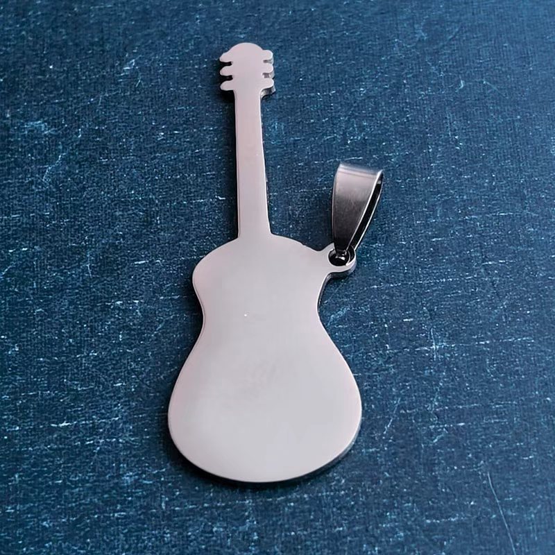 Cross-border foreign trade music, rock, guitar, pendant, necklace, titanium steel, stainless steel, punk, DIY accessories, fashion trend detail image 3