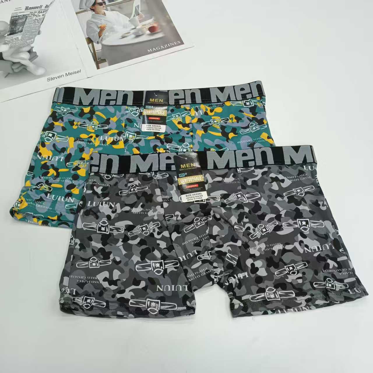 DD-0119-# 36-head men's underwear for export to the Middle East and Africa. Men's briefs are comfortable and breathable. Milk silk jacquard waist and printed briefs. Men's briefs QNI Item Picture