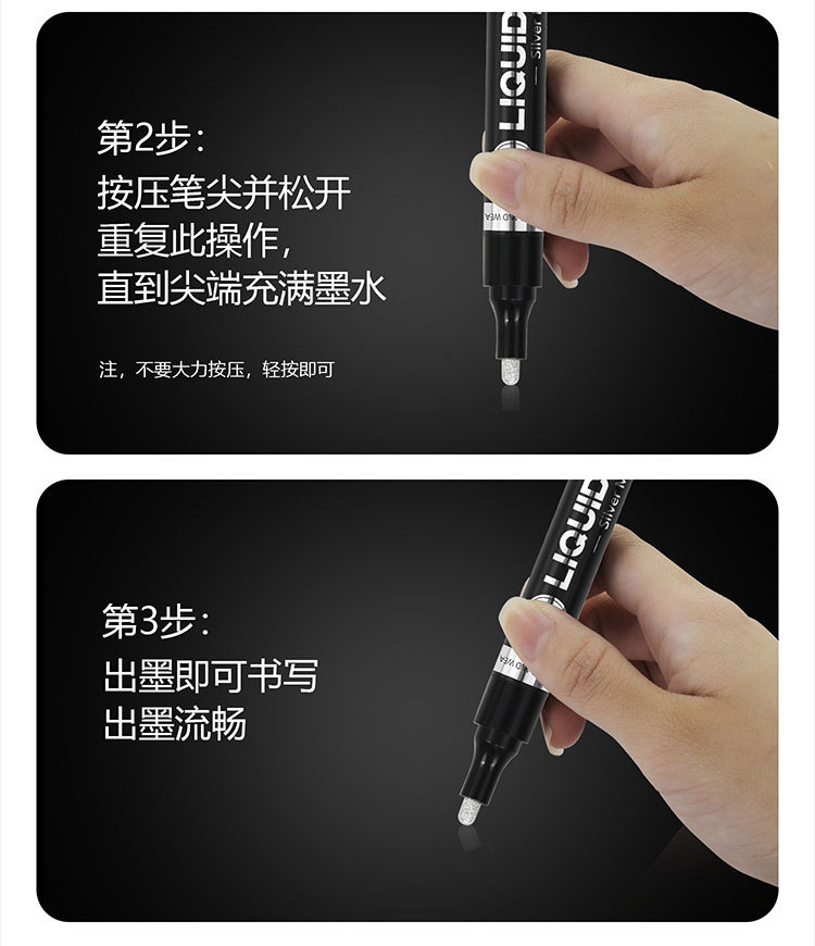 A wide range of gold and silver metal high-gloss pens, figurines, graffiti models, coloring, electroplated paint pens, mirror chrome-plated markers pic 15
