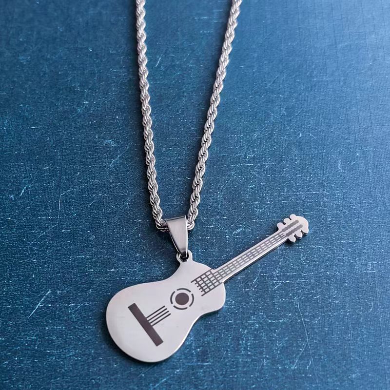 Cross-border foreign trade music, rock, guitar, pendant, necklace, titanium steel, stainless steel, punk, DIY accessories, fashion trend detail image 8