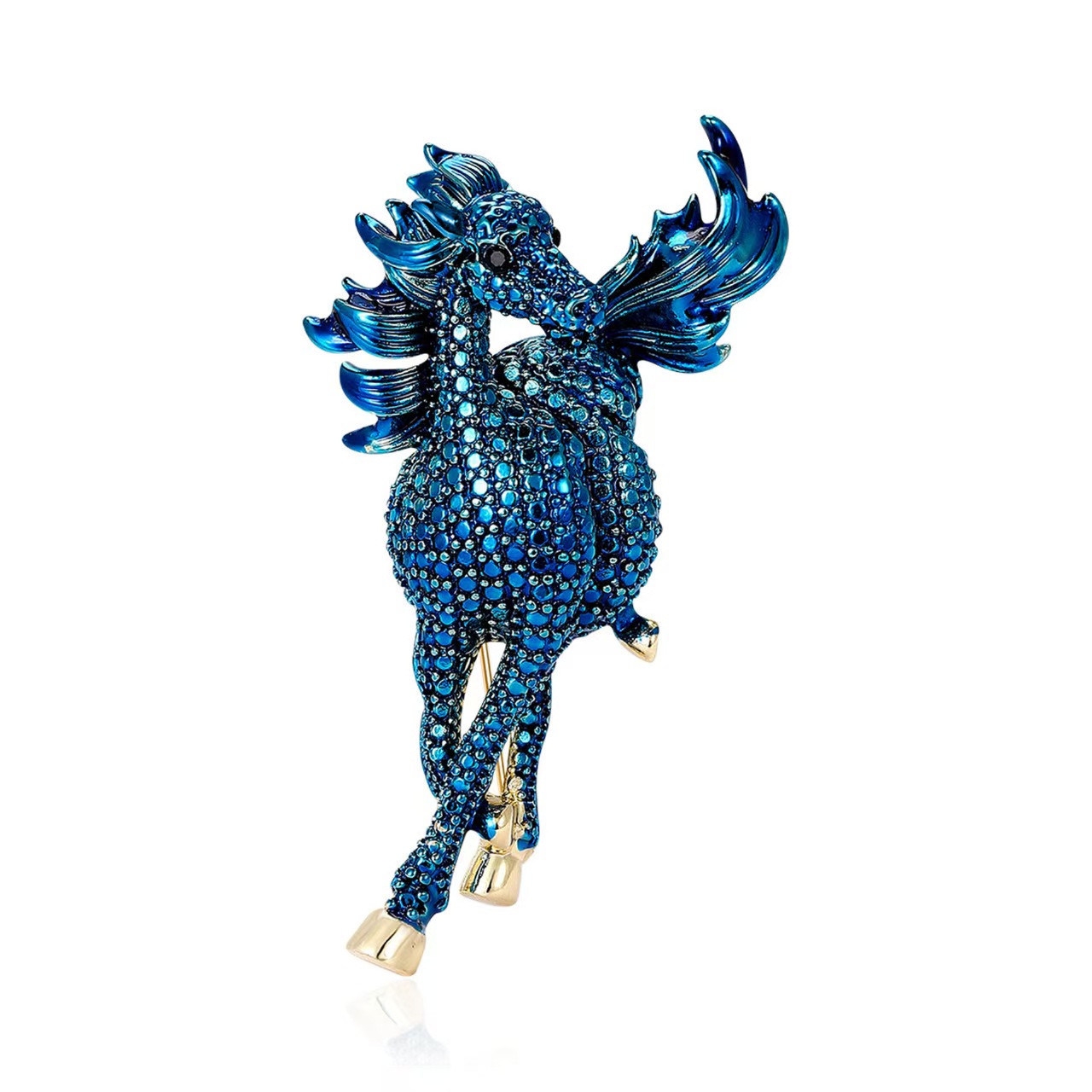 跨境欧美时尚复古风合金镶钻骏马胸针 百搭服饰胸花饰品别针详情5