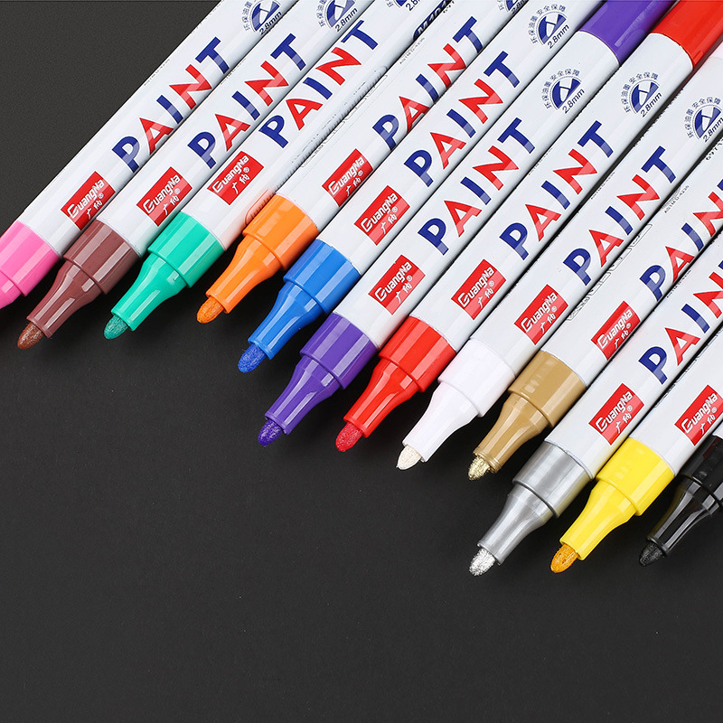 Wholesale of non-fading metal touch-up pens, white colored oil-based marker pens, waterproof tire graffiti paint pens Specification image