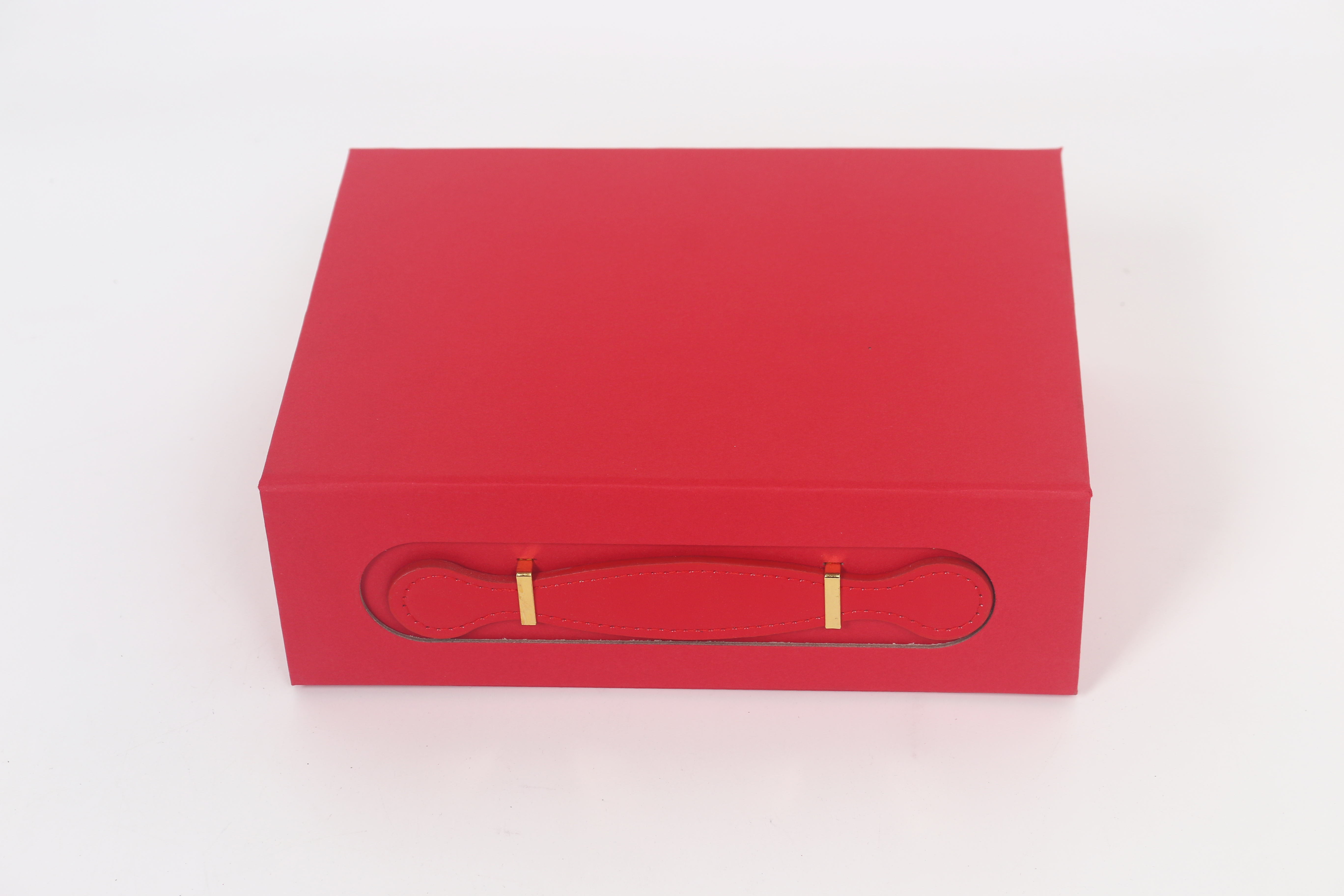 Z235# Single folding gift box, creative gift packaging box, leather strip hand-held magnetic folding box, mooncake box