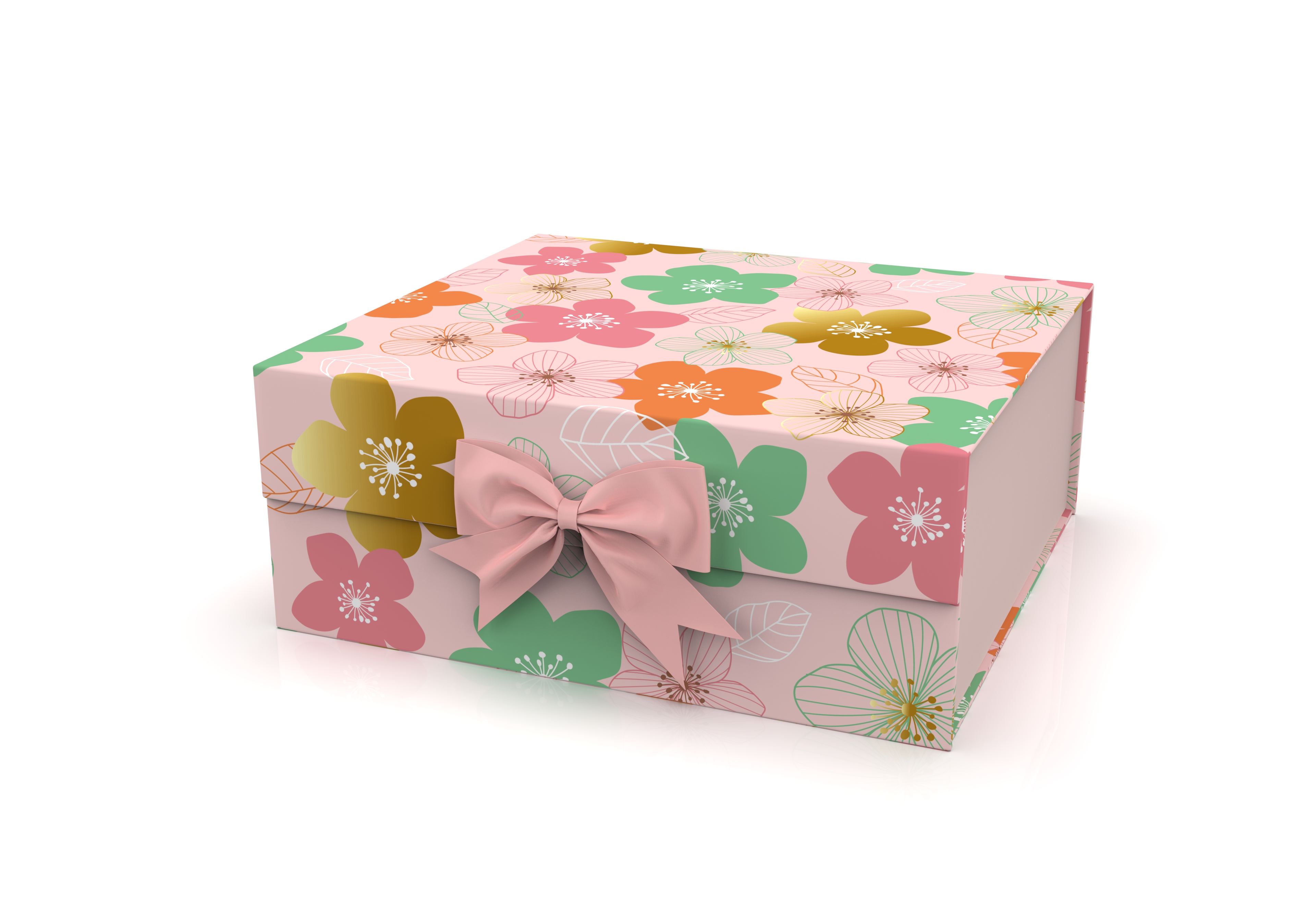 Z227# Large single folding gift box, creative gift packaging box, ribbon style magnetic folding box, custom pattern details Picture