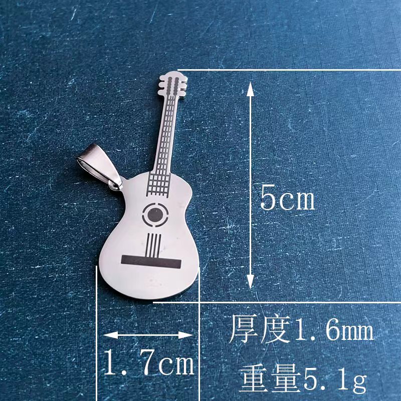 Cross-border foreign trade music, rock, guitar, pendant, necklace, titanium steel, stainless steel, punk, DIY accessories, fashion trend detail image 2