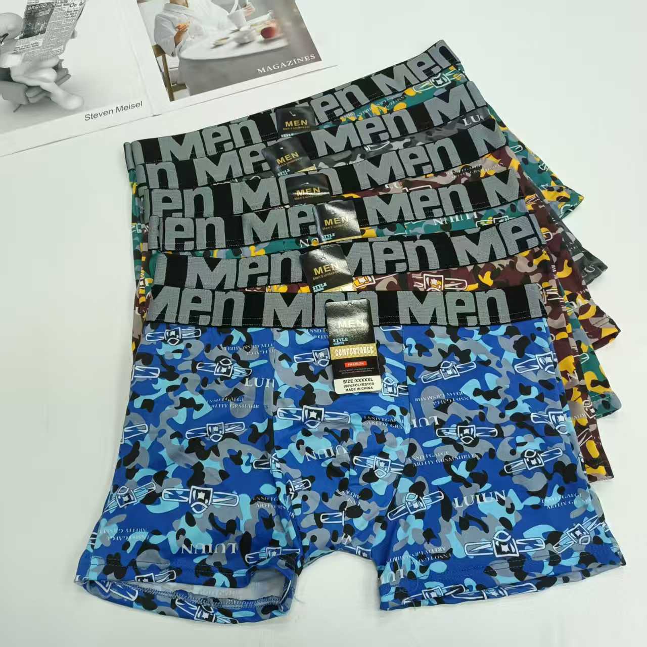 DD-0119-# 36-head men's underwear for export to the Middle East and Africa. Men's briefs are comfortable and breathable. Milk silk jacquard waist and printed briefs. Men's briefs QNI details Picture