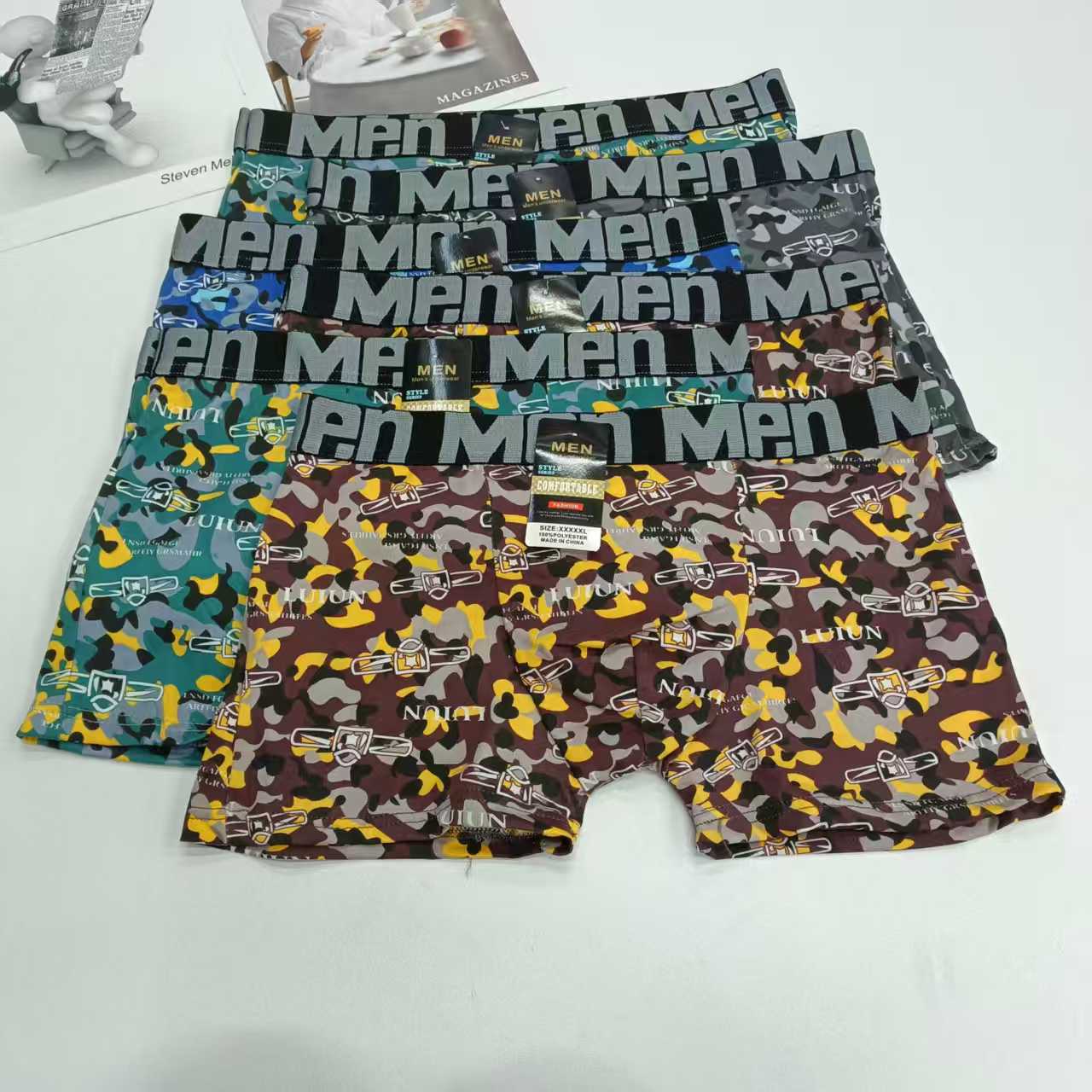 DD-0119-# 36-head men's underwear for export to the Middle East and Africa. Men's briefs are comfortable and breathable. Milk silk jacquard waist and printed briefs. Men's briefs QNI Specification drawing