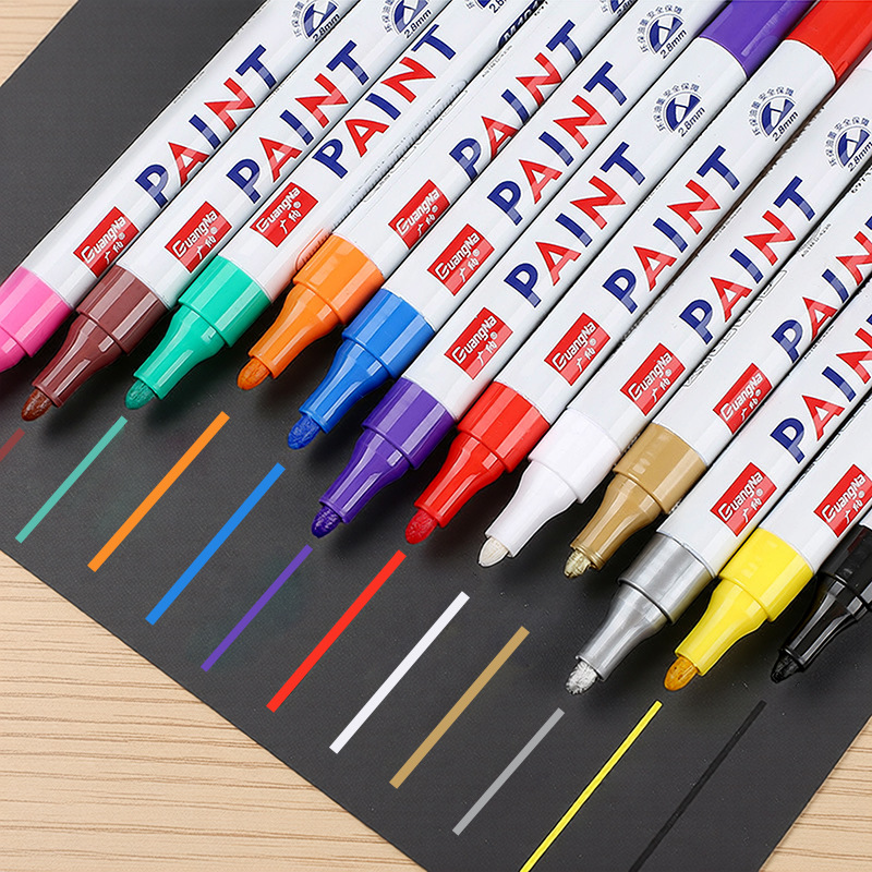 Wholesale of non-fading metal touch-up pens, white colored oil-based marker pens, waterproof tire graffiti paint pens